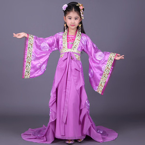 女童古装汉服宫廷超仙拖尾贵妃服装新款儿童中国风舞台走秀演出服