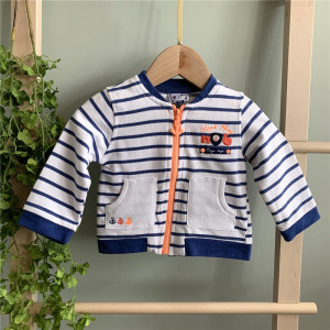 外贸新款童装男女宝宝春秋毛圈外套 蓝色条纹海锚儿童卫衣 新生儿