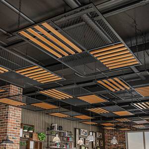 餐厅酒吧火锅店铁艺隔断屏风复古工业风吊顶装饰创意木条吊顶定做