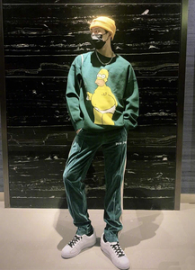 palm 棕榈天使 pa 20ss 丝绒 条纹男女运动休闲长裤 王嘉尔同款