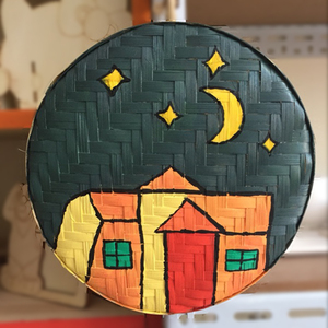 diy创意绘画竹匾竹编画画匾写字装饰墙贴幼儿园吊饰手工竹编簸箕