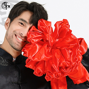 大红花球中式婚礼新郎红花结婚红花球红绣球新郎配饰大红色缎面