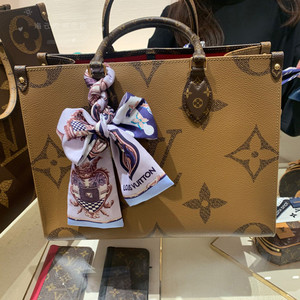 lv/路易威登女包大logo双面经典老花onthego拼色手袋购物袋托特包