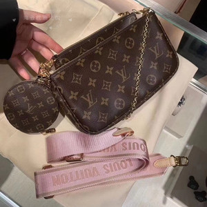 lv路易威登女包 multi五合一经典老花宽肩带链条包单肩斜挎麻将包