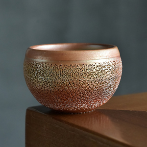 德化纯手工柴烧冰烟杯 自然落灰无釉柴烧主人杯 柴窑粗陶茶杯单杯