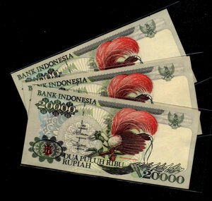 9品au 1995年 印度尼西亚20000卢比纸币 天堂鸟版