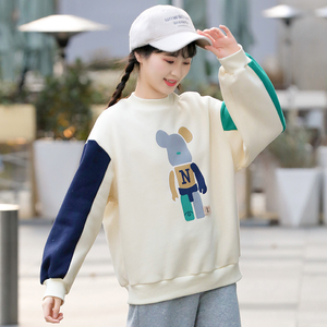 初中学生运动卫衣宽松少女大童女孩休闲高中女生春装卡通可爱上衣