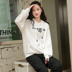 少女可爱卫衣连帽2022新款初中学生春装大童15岁高中女生上衣宽松