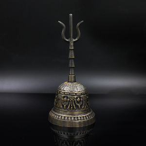 摇铃手摇 纯铜法铃道教法器道铃乐器三叉铜铃道士法会专用 三清铃