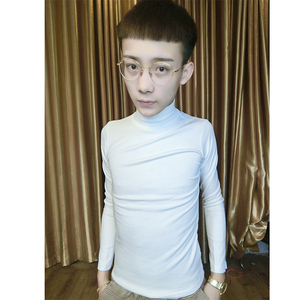 快手红人李牌牌同款长袖t恤男韩版修身精神小伙纯色紧身男士打底t