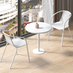 网红阳台小桌椅三件套茶桌椅组合洽谈桌咖啡厅奶茶店圆桌白色茶几