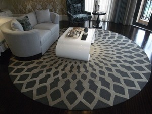进口手工腈纶客厅茶几地毯家用卧室圆形毯可定制U型转角沙发地毯