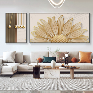 客厅装饰画沙发背景墙抽象挂画轻奢花卉大厅卧室艺术双联壁画防水