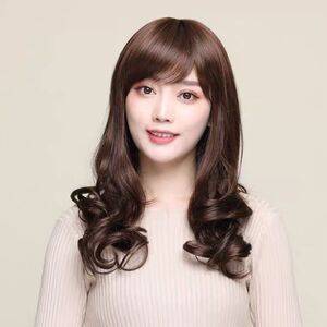 假发女中长卷发斜刘海全头逼真时尚漂亮轻薄透气仿真自然遮白发