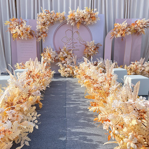 婚庆排花舞台t台路引花婚礼现场布置花排花条牡丹装饰香槟花艺