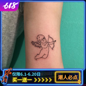 丘比特之箭 爱情情侣纹身贴防水女持久 黑白简约线条爱心纹身贴纸