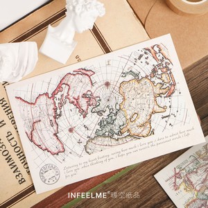 孤独巡游地图  欧式复古怀旧世界航海邮戳文艺装饰卡片盒装明信片