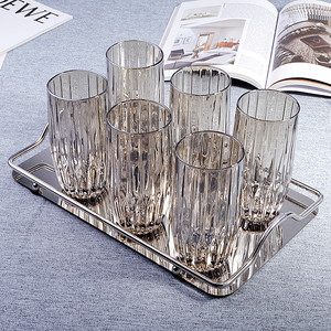 高颜值水晶玻璃杯子耐热喝水杯具创意家用客厅轻奢水杯托盘套装