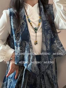 康定情歌｜新中式民族风古风复古藏族少女陶瓷串珠长款项链毛衣链