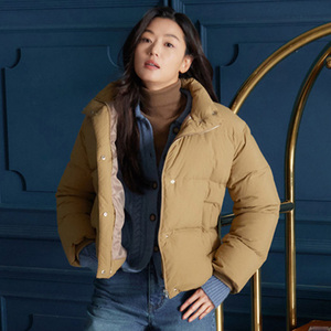 欧美全智贤明星同款杏色羽绒服女冬季新90白鸭绒短款加厚保暖外套