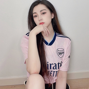 2223阿森纳球衣短袖球迷版粉色二客场足球服休闲风团队女球衣定制