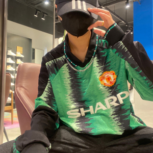 1990/91英超复古足球球衣套装红魔绿色长袖球服blokecore穿搭风格