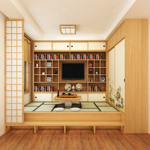北京榻榻米书房定制日式桧木整体全屋多功能卧室阳台客厅设计定做