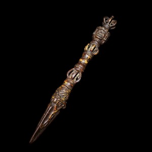 【普巴金刚杵 金刚橛】天铁 明代 密宗老法器 铁翦金 老金刚杵