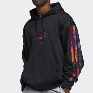 阿迪达斯哈登刺绣logo男子针织加绒保暖三条纹套头连帽卫衣h37612