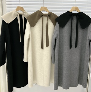 2022新款双面羊绒大衣甜美可爱后背蝴蝶结减龄显瘦小个子毛呢大衣