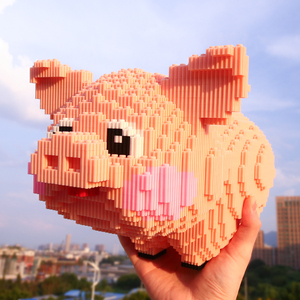 兼容乐高小颗粒拼插积木大人拼图益智玩具动物生肖猪立体模型摆件