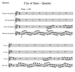 爱乐之城 City of Stars 萨克斯四重奏总谱