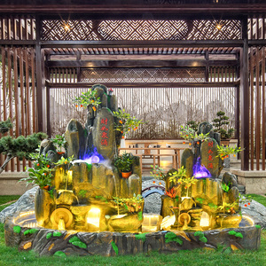 大型双面流水喷泉假山造景花园庭院阳台鱼池室内景观玄关风水轮