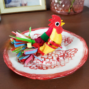 迎春鸡打春鸡纯手工布艺缝制宝宝立春戴的 婴幼儿