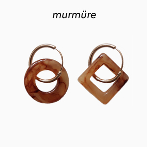 murmüre|手作设计款复古亚克力树脂不对称几何小众耳环耳钉耳夹