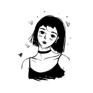 901人付款淘宝黑白小插画/手绘q版头像设计卡通情侣漫画人物形象真人