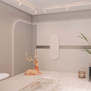 莫兰迪色墙板北欧风现代轻奢竹木纤维背景墙美妆直播间前台纤维板