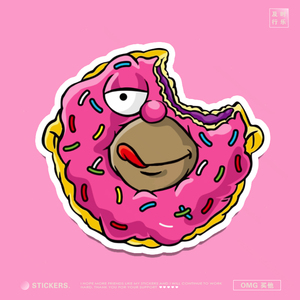 辛普森甜甜圈潮牌贴纸卡通可爱行李箱手机壳电脑滑板吉他动画贴画
