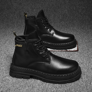 马丁靴男秋冬季高帮男鞋英伦风工装黑色皮靴惠州男士户外机车短靴