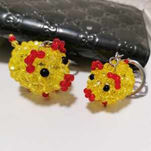 水晶串珠手工编织小猪家居日用钥匙扣汽车配饰钥匙圈成品