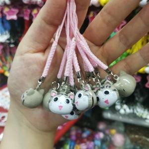 日本可爱卡通动漫周边灰色条纹甜甜私房猫咪起司猫铃铛小挂件吊饰