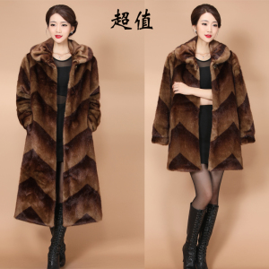 清仓促销海宁皮草女中长款水貂毛外套冬季整貂皮大衣女中老年裘皮