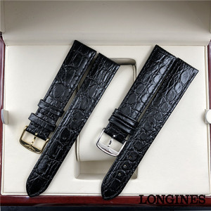 浪琴longines原装瑰丽律雅系列真皮表带 正品鳄鱼纹男女款黑色 l4