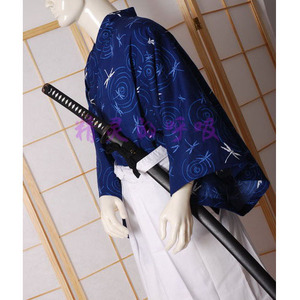 出口日本 现货独家水波胜虫 纯棉武士居合道服上衣飘逸蓝底白蜻蜓