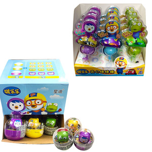 整盒啵乐乐小汽车夹心棒棒糖回力车扭蛋儿童玩具礼盒糖果生日礼物