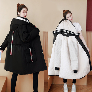 冬装新款韩版孕妇装宽松加厚加绒棉衣洋气保暖棉服外套潮妈棉袄女