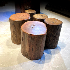 香樟木小木头木桩造景花盘底座实木墩子树墩原木装饰摆件木墩矮凳