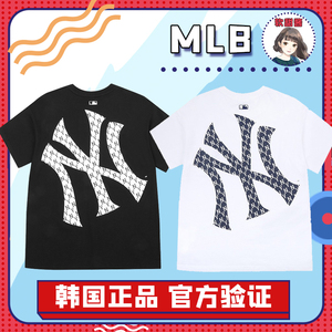 韩国mlb短袖春夏款男女情侣复古老花大logo运动休闲宽松t恤透气