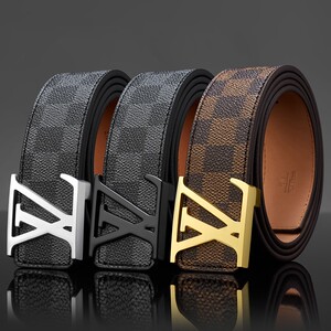 十大名牌皮带男士真皮老花字母平滑扣内扣裤带奢侈品男款腰带潮流