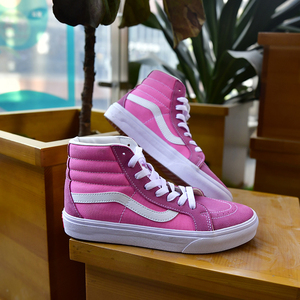 fanvans乐万斯sk8樱花粉高帮拼接帆布鞋中帮粉色蜜桃粉滑板鞋女